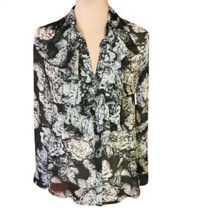 Cabi IRRESISTIBLE Chiffon Ruffle Floral Blouse